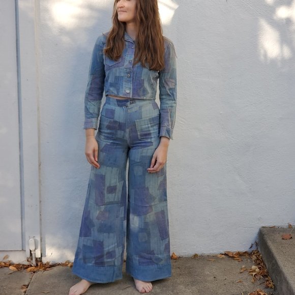 Vintage Pants - vintage 1970s patchwork suit